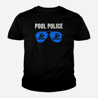 Pool Police Schwarzes Kinder Tshirt, Blaue Sonnenbrillen-Design - Seseable De