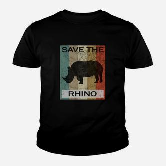 Rhinozeros Nashorn Rhino Vintage Style Retro Grunge Tiere Kinder T-Shirt - Seseable De