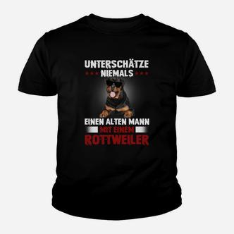 Rottweiler Unterschätze Niemals Einen Alten Mann Kinder T-Shirt - Seseable De