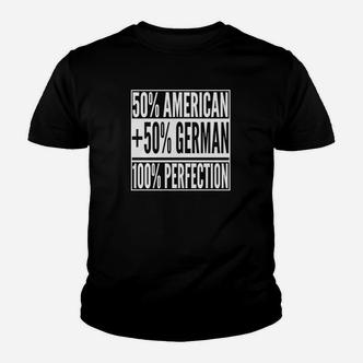 Schwarz Kinder Tshirt 50% American 50% German = Perfekt, Kulturelle Stolz Mode - Seseable De
