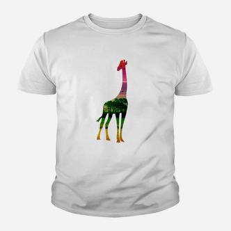 Buntes Giraffenmotiv Unisex-Kinder Tshirt in Weiß, Lustiges Tierdesign Tee - Seseable De