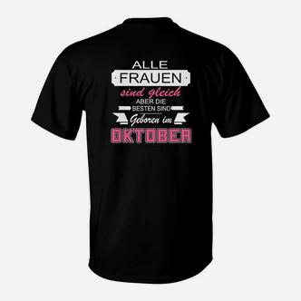 Frauen Geboren im Oktober T-Shirt, Beste Geburtstagsidee - Seseable De