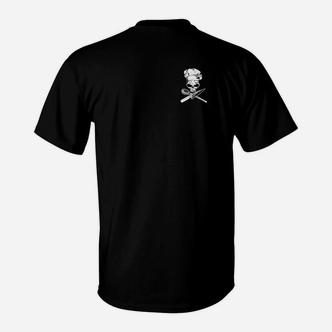 Schwarzes T-Shirt Chefkoch-Skelett-Design, Küchenmeister Knochenmuster - Seseable De