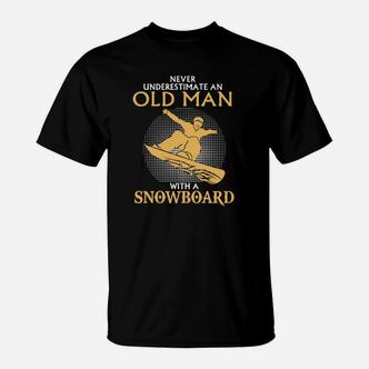 Alter Mann Mit Einem Snowboard  T-Shirt - Seseable De