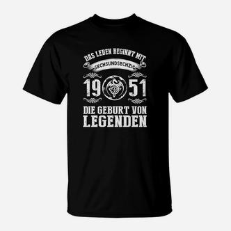 Das Leben Beginnt mit 66: Legendäre 1951 Geburtstag T-Shirt - Seseable De