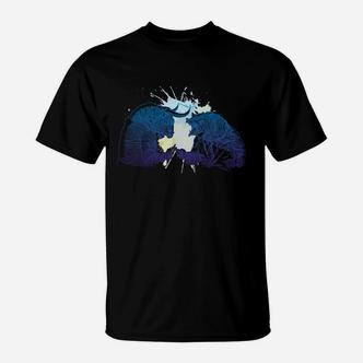 Galaktisches Katzenduo T-Shirt, Schwarzes mit Kosmos-Motiv - Seseable De