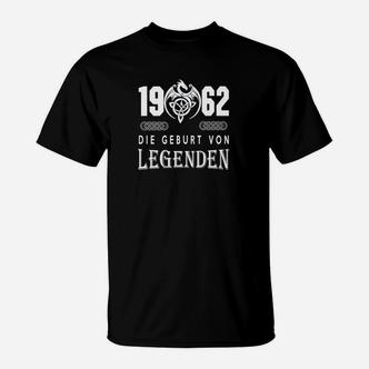 Geburtsjahr 1962 Schwarzes T-Shirt - Die Geburt von Legenden-Design - Seseable De