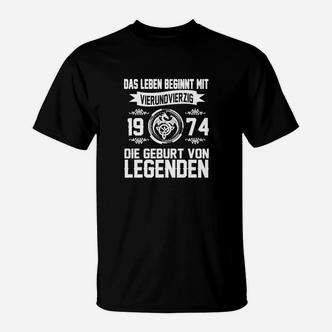 Herren T-Shirt Leben Beginnt mit 44, Legenden Geburt 1974 - Seseable De