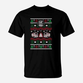 Herren Weihnachts-Ugly-Sweater-Design T-Shirt in Schwarz, Lustiges Festliches Tee - Seseable De