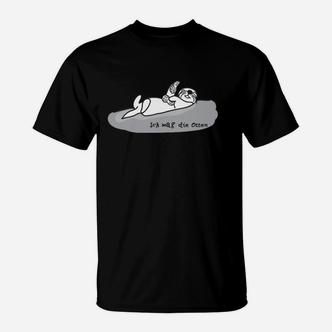 König des Ozeans T-Shirt, Schwarzes mit Seelöwen-Design - Seseable De