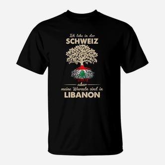 Libanon Wurzeln T-Shirt mit Baum, Ich Lebe in der Schweiz Motiv - Seseable De