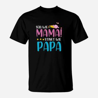 Lustiges Kinder T-Shirt Süß wie Mama, stinkt wie Papa, Witziges Statement-Shirt - Seseable De