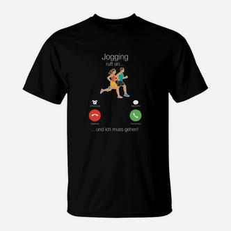 Lustiges Laufshirt 'Jogging ruft an... ich muss gehen', Spaß T-Shirt für Läufer - Seseable De