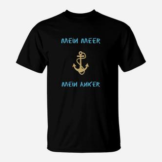 Maritimes Anker T-Shirt Mein Meer, Mein Anker in Blau und Gold - Seseable De