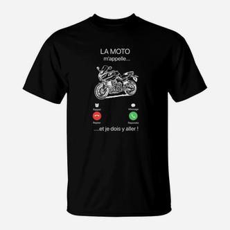 Motorrad-Liebhaber T-Shirt Schwarz, LA MOTO m'appelle Französischer Aufdruck - Seseable De