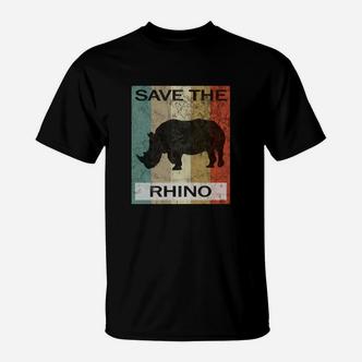 Rhinozeros Nashorn Rhino Vintage Style Retro Grunge Tiere T-Shirt - Seseable De
