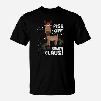Schwarzes Weihnachts-T-Shirt, Freches Rentier Motiv & Spruch - Seseable De