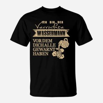 Wassermann T-Shirt mit Spruch: Ich bin der verrückte Wassermann, Schwarz - Seseable De