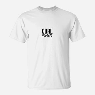 Curl Power Slogan T-Shirt in Weiß, Locken Stärke Mode Tee - Seseable De