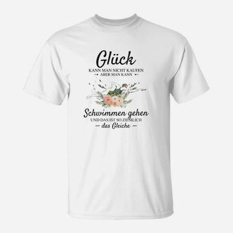 Glück Schwimmen Gehen T-Shirt, Inspirierendes Zitat mit Blumen - Seseable De