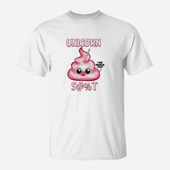 Lustiges Einhorn Poo Emoji T-Shirt in Weiß, Spaßshirt für Einhornfans - Seseable De