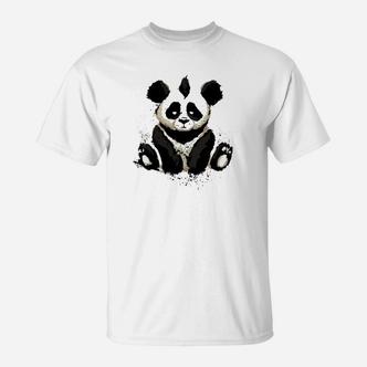 Panda-Print Unisex T-Shirt in Weiß, Kuscheliges Streetwear-Oberteil - Seseable De