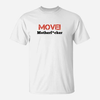 Weißes T-Shirt mit MOVE! Aufdruck, Motivations-Shirt für Sportler - Seseable De