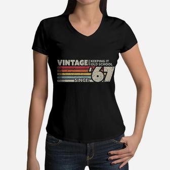 1967 Vintage Keeping It Old School Women V-Neck T-Shirt - Seseable