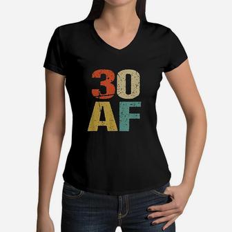 30 Af Retro Vintage Women V-Neck T-Shirt - Seseable