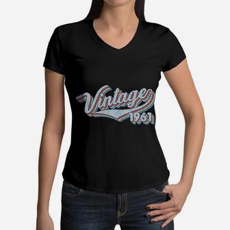 60th Birthday Vintage 1961 Women V-Neck T-Shirt - Seseable