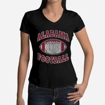 Alabama Football Vintage Distressed Women V-Neck T-Shirt - Seseable