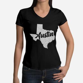 Austin Texas Gift Native Vintage Retro State Women V-Neck T-Shirt - Seseable