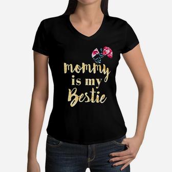 Baby Girl Clothes Mommy Is My Bestie Outfit Set Floral Pants With Headband Women V-Neck T-Shirt | Seseable UK