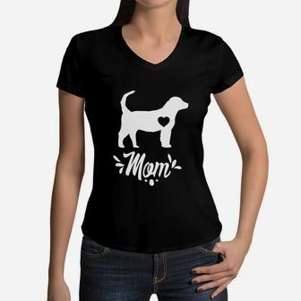 Beagle Dog Mom Women V-Neck T-Shirt - Seseable