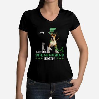 Beagle Let The Shenanigans Begins Beagle Mom Women V-Neck T-Shirt - Seseable