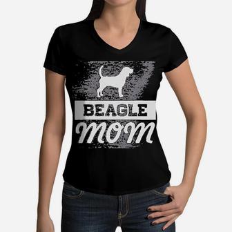 Beagle Mom Dog Lover Women V-Neck T-Shirt - Seseable