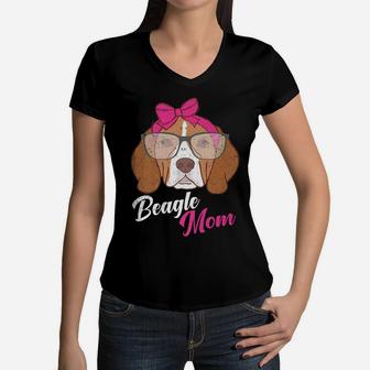 Beagle Mom Dog Puppy Mother Mommy Pet Fur Women V-Neck T-Shirt - Seseable