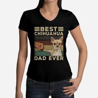 Best Chihuahua Vintage Dad Ever T-shirt Women V-Neck T-Shirt - Seseable