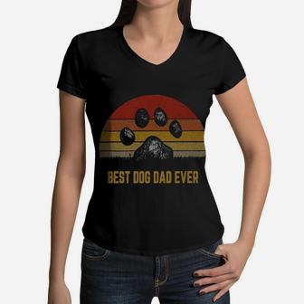 Best Dog Dad Ever Vintage Women V-Neck T-Shirt - Seseable