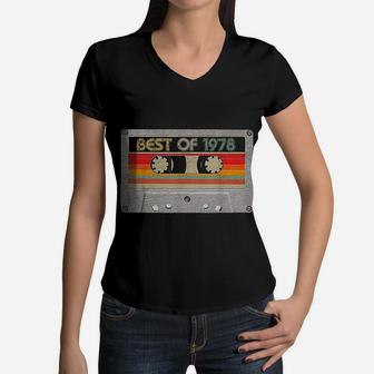 Best Of 1978 Birthday Gifts Cassette Tape Vintage Women V-Neck T-Shirt - Seseable