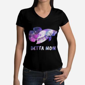 Betta Fish Mom Women V-Neck T-Shirt - Seseable