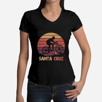 Bike Retro Vintage Santa Cruz Summer Bicycle Women V-Neck T-Shirt - Seseable