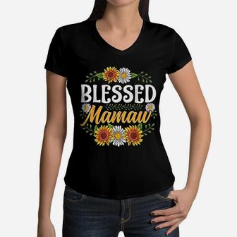 Blessed Mamaw Women V-Neck T-Shirt - Seseable