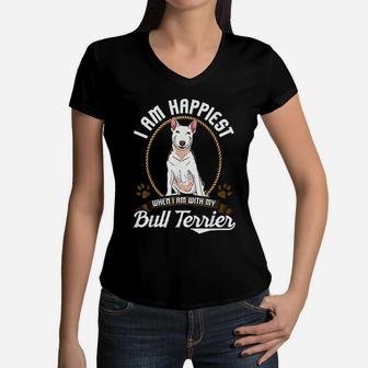 Bull Terrier Mom Mama Bull Terrier Dog Lover Women V-Neck T-Shirt - Seseable