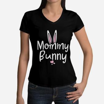 Bunny Design Easter Mommy Bunny Women V-Neck T-Shirt - Seseable