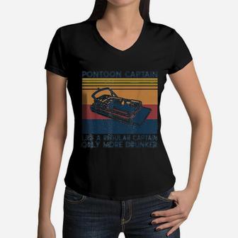 Captain Like A Regular Captaint Boat Vintage Women V-Neck T-Shirt - Seseable
