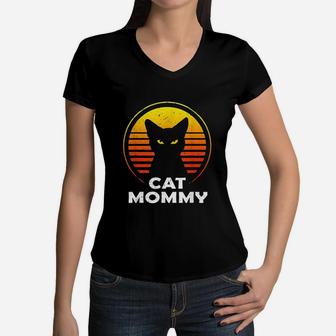 Cat Mommy Funny Cat Lover Women V-Neck T-Shirt - Seseable