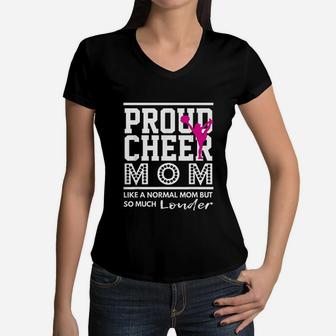 Cheerleading Mom Gifts Proud Cheer Mom Women V-Neck T-Shirt - Seseable