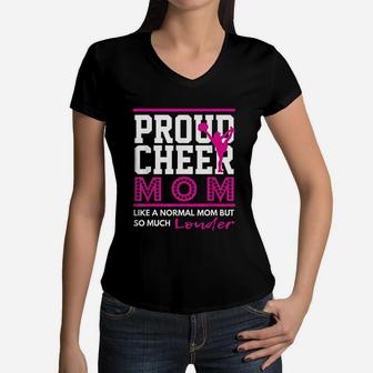 Cheerleading Proud Cheer Mom Gift Women V-Neck T-Shirt - Seseable