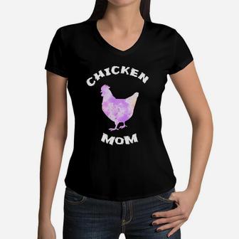 Chicken Watercolor Women Chicken Hen Mom Gift Women V-Neck T-Shirt - Seseable